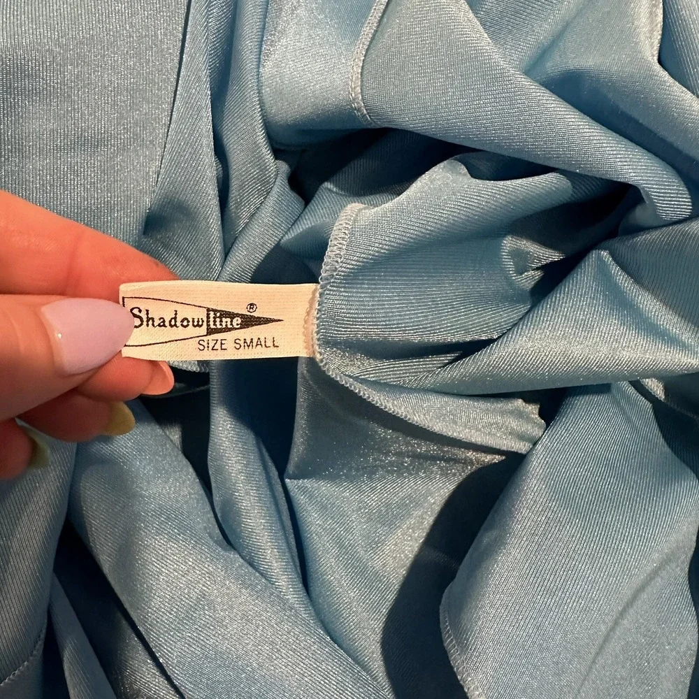 Rare‎ Vintage Women's Shadowline Robe Gown Robin Blue Set Mandarin Sz Small